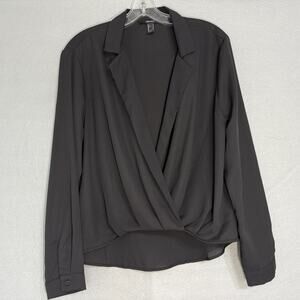 Forever 21 Women's Twisted Front Top Size M Black High Low‎ Hem Bohemian